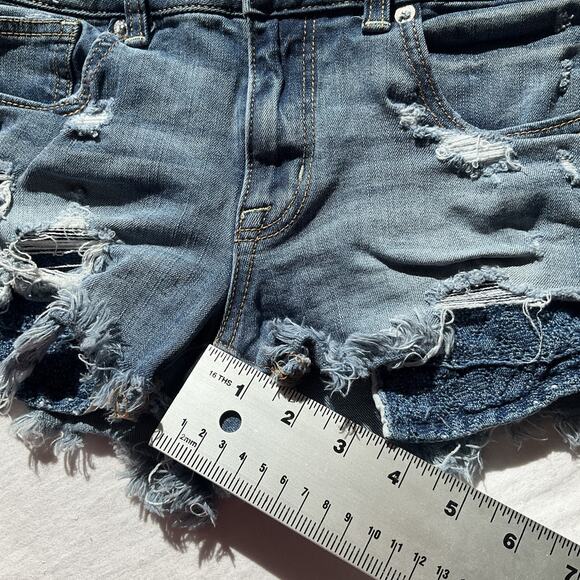 American Eagle Outfitters Women Shorts Size 8 Blue Denim Cutoff Super Stretch - Picture 7 of 10